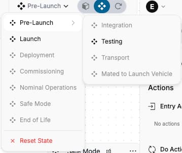In the TabHeader > State Dropdown, transition to a state containing substates. You will see additional options to transition to substates:
